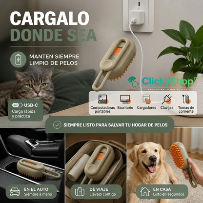 Cepillo Para Mascotas A Vapor Recargable