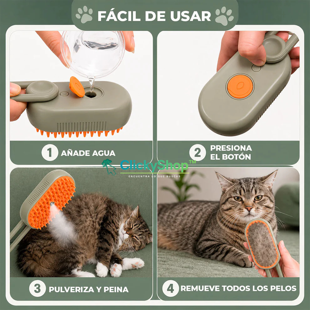 Cepillo Para Mascotas A Vapor Recargable