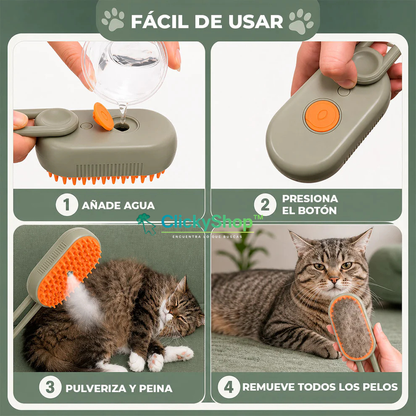 Cepillo Para Mascotas A Vapor Recargable